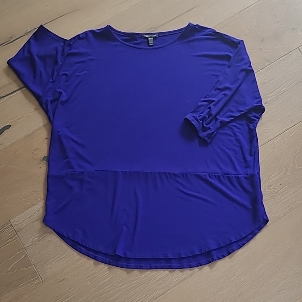 EUC Eileen Fisher Blouse Women's Medium Blue/Purple 1/2 Sleeve Flowy Top Shirt
